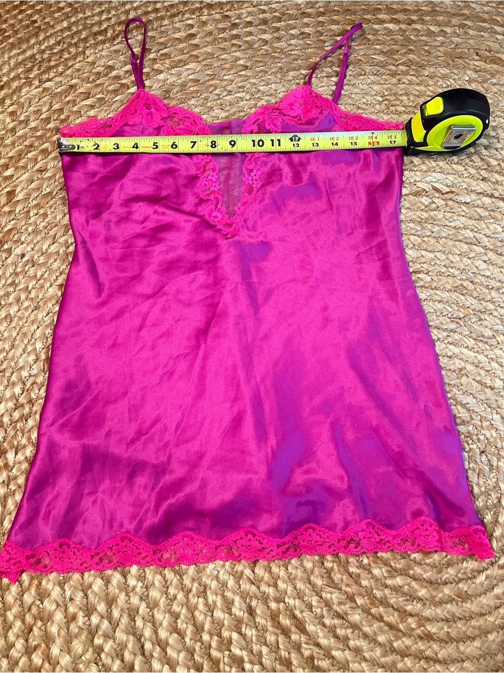 Victoriaâs Secret Pink Satin Lace Cami Lingerie Top Size M - Picture 5 of 6